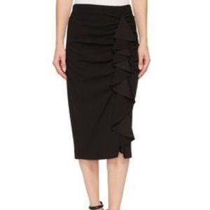 NWOT Express black pencil skirt with side ruffles